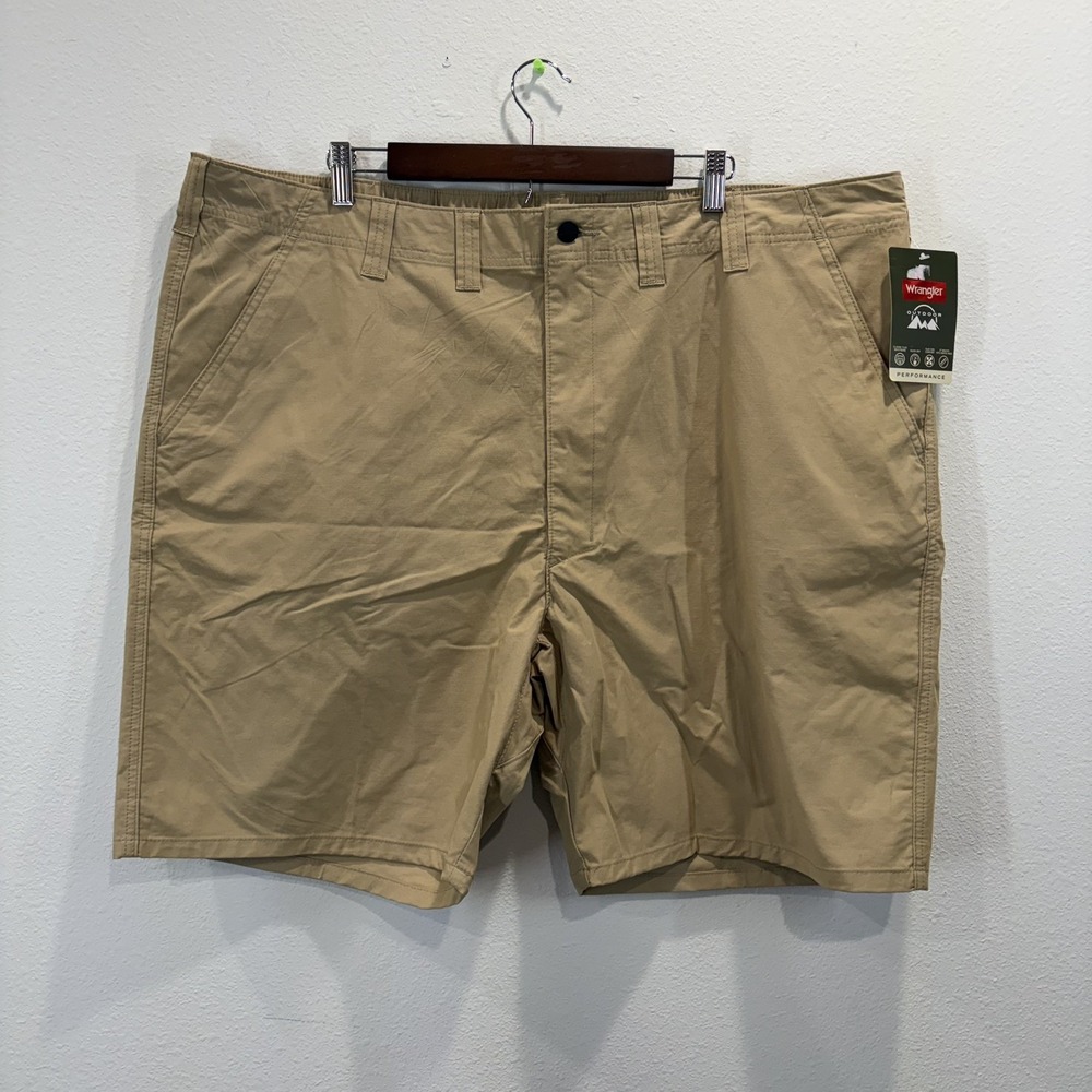 Wrangler Outdoor Shorts Mens 46 Beige Khaki Cargo Zip Pocket Cotton Chino Casual